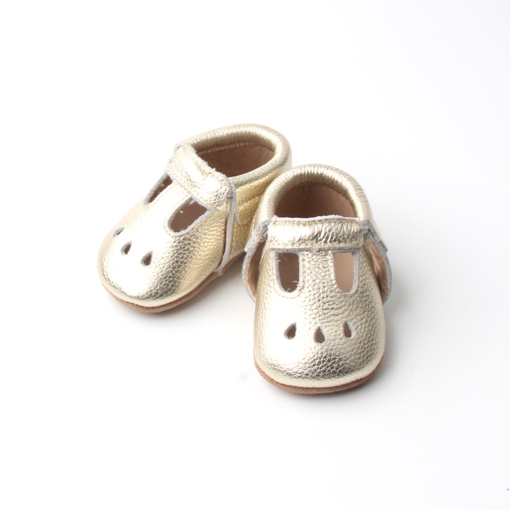 Baby Mary Janes Gold baby moccasins Baby Shoes Toddler Shoes